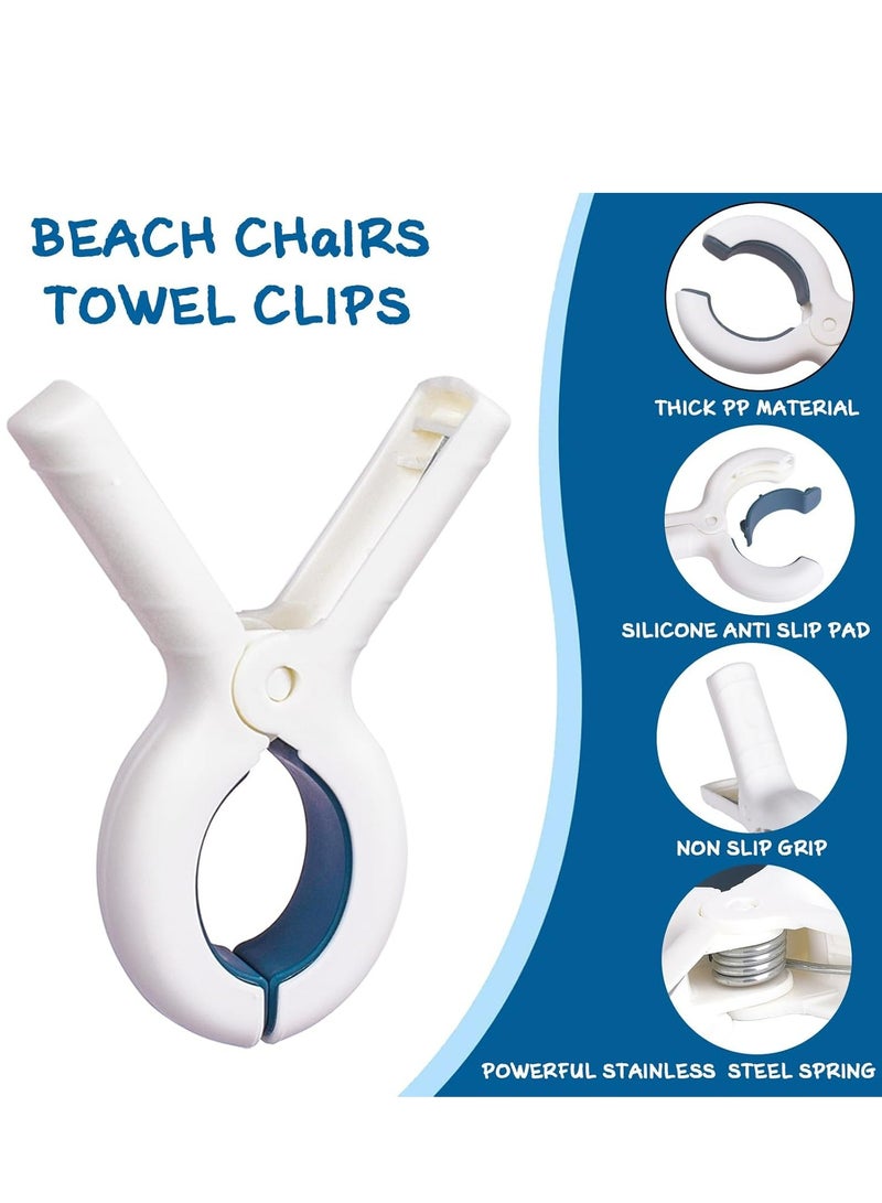 Oasisgalore 8 Pcs Beach Towel Clips - Strong Grip, Plastic, Windproof, with Drawstring Bag, for Drying Towels  - Image 3