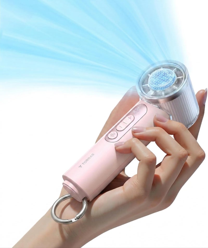 TORRAS COOLiFY iva Handheld Fan with Ice Cooler Chill by 50F 0100 Speed Super Mini Powerful Portable Fan 4900mAh Rechargeable Hand Held Travel Essentials Gift for Dad Husband Pink - Image 2