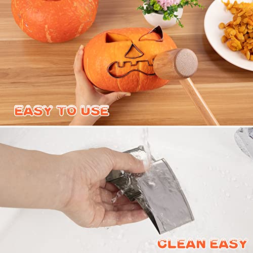 WANNTS Pumpkin Carving Kit Halloween, Safe and Easy Pumpkin Carving Set for Kids, DIY Stainless Steel Pumpkin Carving Tools for Halloween Decoration Jack-O-Lanterns, Gift for Halloween(With Hammer) - Image 5