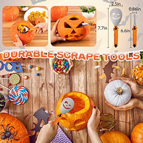 WANNTS Pumpkin Carving Kit Halloween, Safe and Easy Pumpkin Carving Set for Kids, DIY Stainless Steel Pumpkin Carving Tools for Halloween Decoration Jack-O-Lanterns, Gift for Halloween(With Hammer) - Image 2