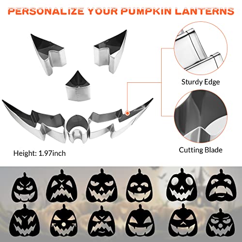 WANNTS Pumpkin Carving Kit Halloween, Safe and Easy Pumpkin Carving Set for Kids, DIY Stainless Steel Pumpkin Carving Tools for Halloween Decoration Jack-O-Lanterns, Gift for Halloween(With Hammer) - Image 3