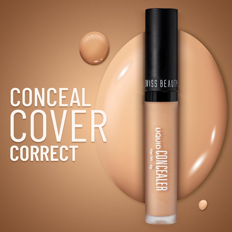 Swiss Beauty Liquid Light Weight Concealer With Full Coverage |Easily Blendable Concealer For Face Makeup With Matte Finish | Shade 05 - Medium Moyen 6g - Image 2