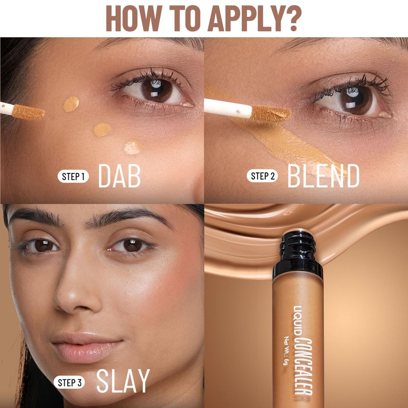 Swiss Beauty Liquid Light Weight Concealer With Full Coverage |Easily Blendable Concealer For Face Makeup With Matte Finish | Shade 05 - Medium Moyen 6g - Image 4
