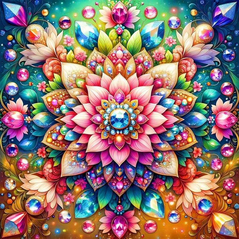 Ekuxom Mandala Diamond Art Kits For Adults-Flowers Diamond Painting Kits For Adults-5D Diy Full Round Drill Gem Art For Home Wall Decor Gifts 14X14Inch - Image 1