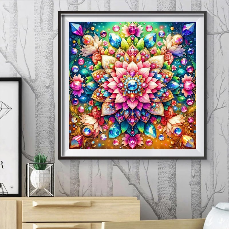 Ekuxom Mandala Diamond Art Kits For Adults-Flowers Diamond Painting Kits For Adults-5D Diy Full Round Drill Gem Art For Home Wall Decor Gifts 14X14Inch - Image 3