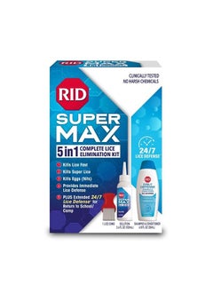 Super Max 5-in-1 Complete Lice Treatment Kit, Kills Super Lice & Eggs + 24/7 Lice Defense, Pesticide-Free, Includes Daily Defense Shampoo & Conditioner + Nit Removal Comb