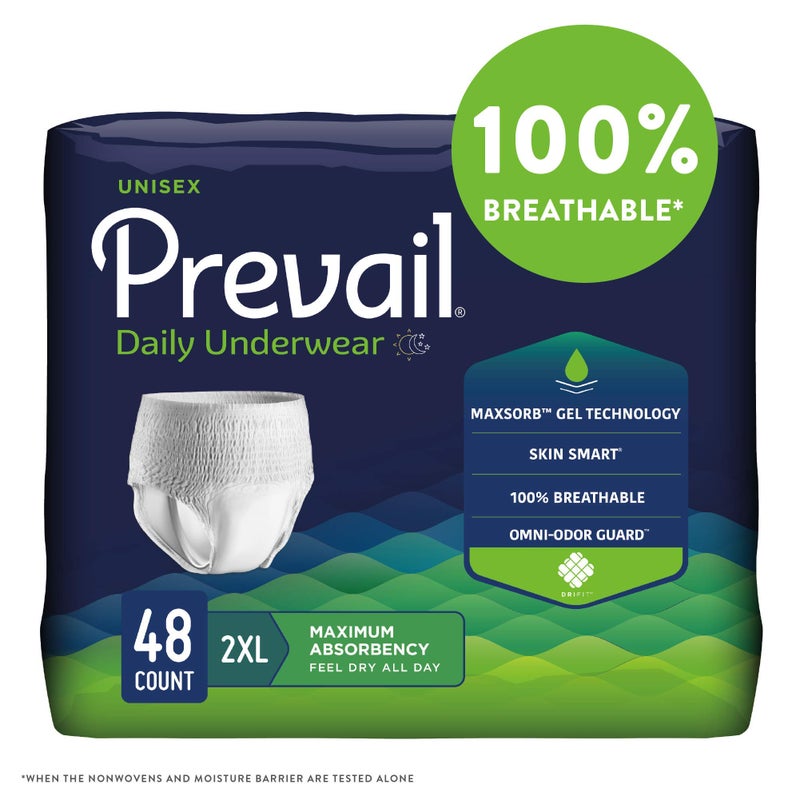 Prevail Daily Protective Underwear - Unisex Adult Incontinence Underwear - Disposable Adult Diaper for Men & Women - Maximum Absorbency - XX-Large - 12 Count (Pack of 4) - Image 4
