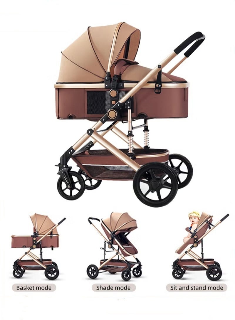 MIXDE 3-In-1 Lightweight Stroller, Multifunctional Travel Cabin, One-Hand Folding Baby Strollers for Newborn, Infant, Babies, Kids with Dinner Plate, Cooling Mat, Mosquito Net and Other Accessories - Image 1