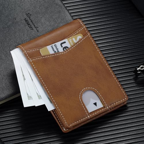 furid Leather Wallet Compatible with Airtag: Slim Air Tag Wallet for Men RFID Blocking, Bifold, Front Pocket, Minimalist Card Holder - Image 4