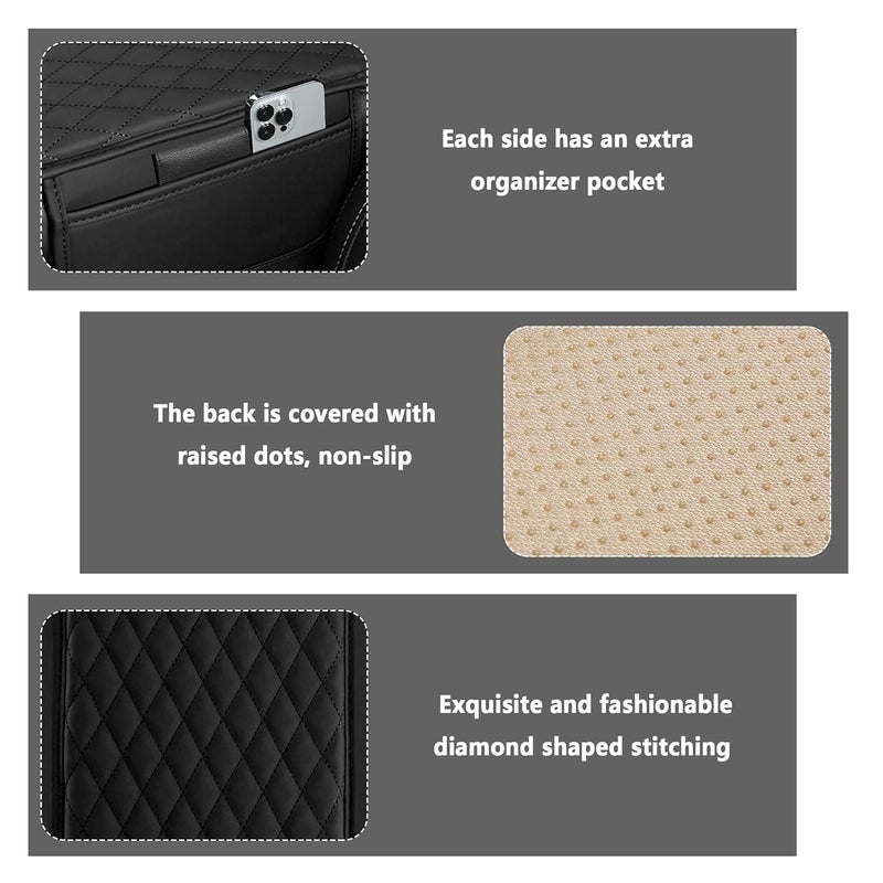 BIRDLINE PU Leather Car Center Console Cover | Universal Armrest Cushion Pad with 2 Storage Pockets | Car Interior Protector for SUV, Truck and Sedan | Comfortable and Durable Auto Seat Box Cover - Image 3