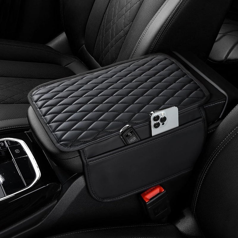 BIRDLINE PU Leather Car Center Console Cover | Universal Armrest Cushion Pad with 2 Storage Pockets | Car Interior Protector for SUV, Truck and Sedan | Comfortable and Durable Auto Seat Box Cover - Image 1