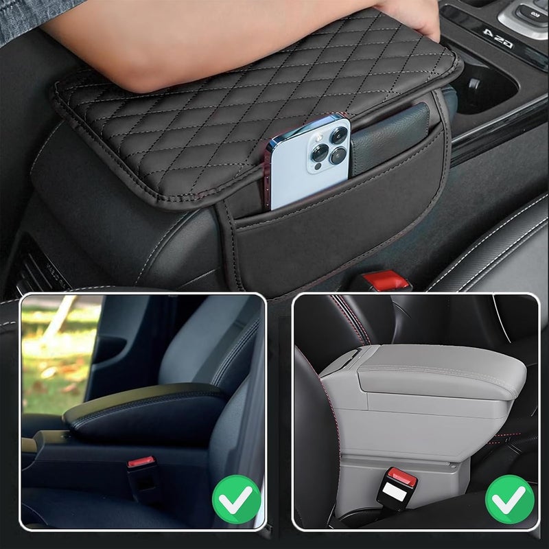 BIRDLINE PU Leather Car Center Console Cover | Universal Armrest Cushion Pad with 2 Storage Pockets | Car Interior Protector for SUV, Truck and Sedan | Comfortable and Durable Auto Seat Box Cover - Image 5
