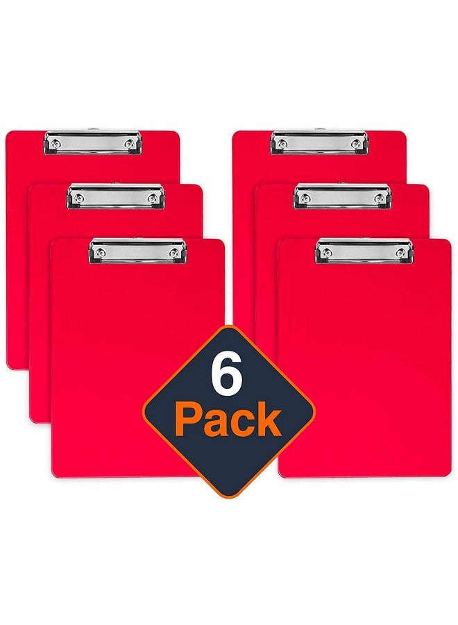 Office Solutions Direct Plastic Clipboards (Set Of 6) Multi Pack Clipboard (Red) Strong 12.5 X 9 Inch Holds 100 Sheets! Acrylic Clipboards With Low Profile Clip Cute Aesthetic College School Supplies For Girls And Boys - Image 2