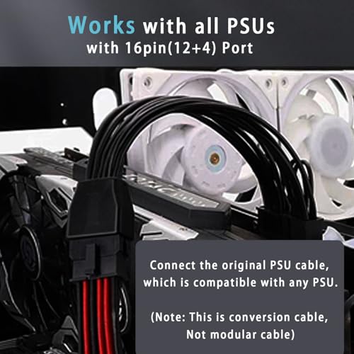 COMeap 12VHPWR Cable Extension, 16 Pin Female to Dual 8 Pin(6+2) Male PCIe Conversion GPU Power Cable for Power Supply with 12+4pin 12VHPWR Port 7.67 in(19.5cm) - Image 5
