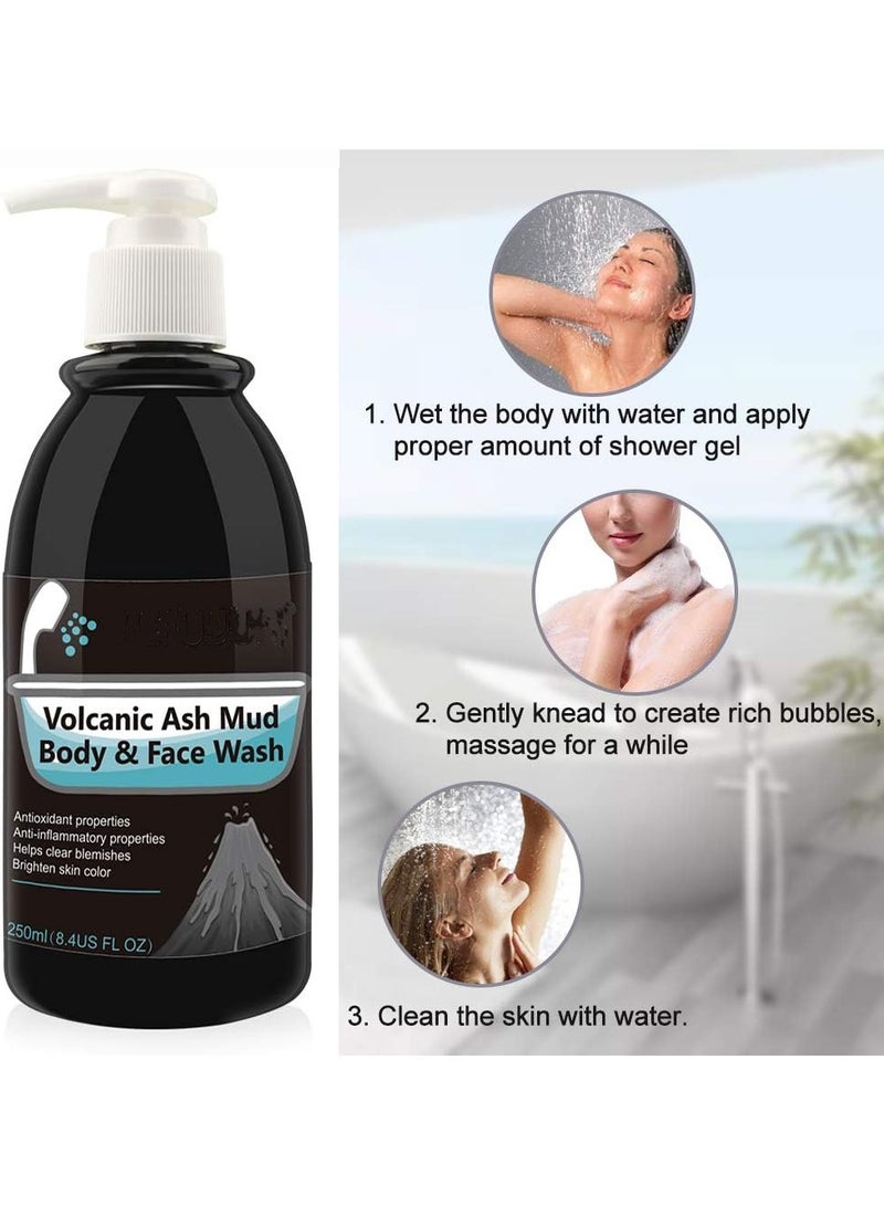 DubaiGallery Volcanic Wash Mud Body Wash Shower Gel Deep Sea Mud Whitening Body 250ML - Image 2
