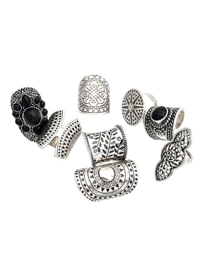 NIBEMINENT 8-Piece Silver Plated Bohemian Design Ring Set  - Image 1