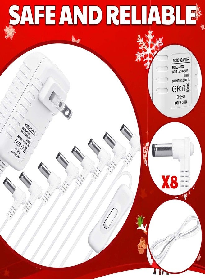 Relaxweex 8 Output Heads White Power Adapter with Switch AC/DC 4.5V Adapter Compatible with Lemax Lighted Accessory 94566 94563 94564 94565 74227 74706 Christmas Micro Lighting Building Decoration - Image 3