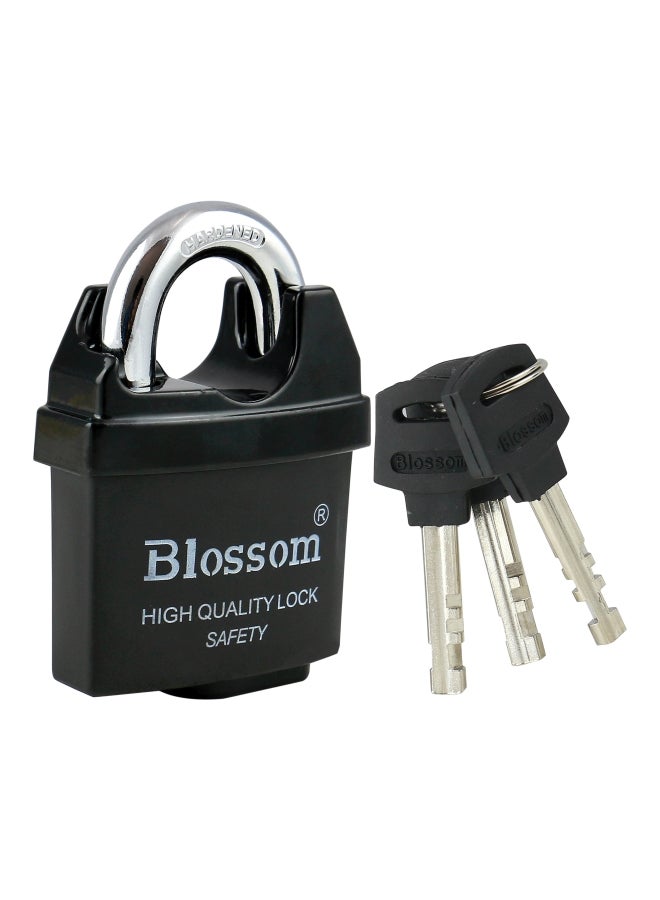 بلوسوم قفل بآلية القرص مع مفاتيح أسود/فضي 60مم - Image 1