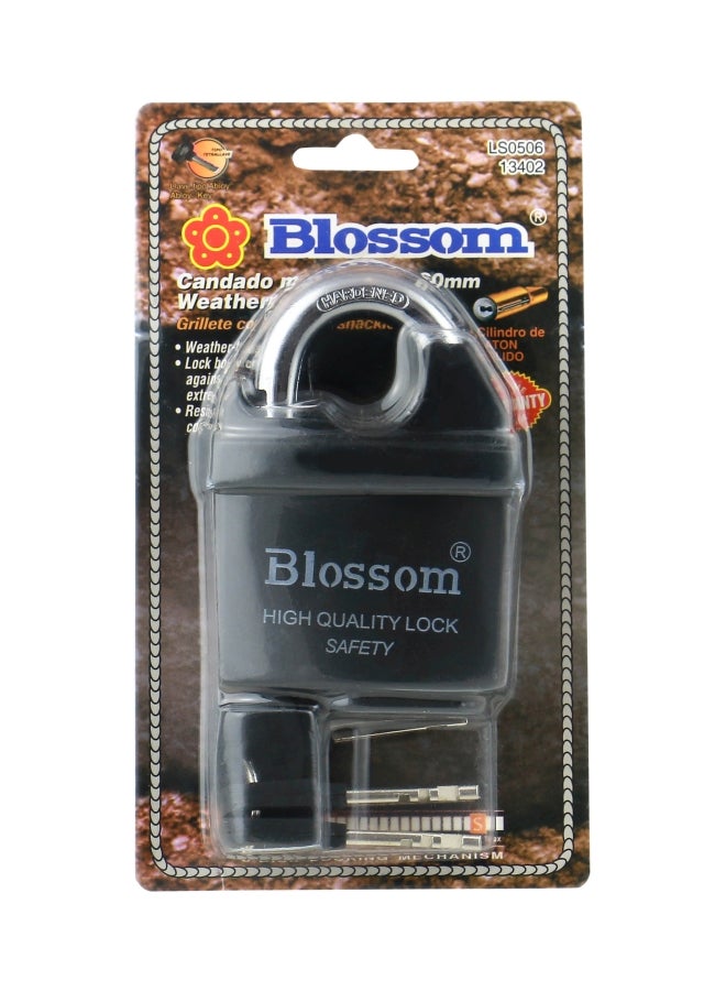 بلوسوم قفل بآلية القرص مع مفاتيح أسود/فضي 60مم - Image 4