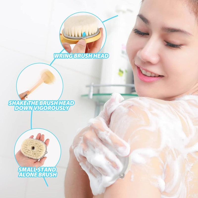 woobles 2Pcs Long Handle Bath Massage Cleaning Brush with Soap Dispenser, Body Brush Back Scrubber Storable Body Wash, Exfoliating Bath Brush, Cleaning Massage Brush - Image 3