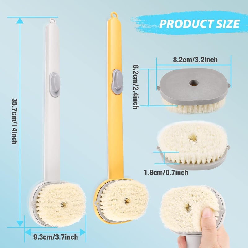 woobles 2Pcs Long Handle Bath Massage Cleaning Brush with Soap Dispenser, Body Brush Back Scrubber Storable Body Wash, Exfoliating Bath Brush, Cleaning Massage Brush - Image 4
