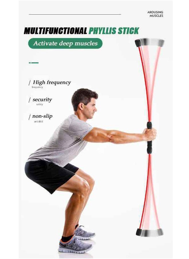 fashionhome - Professional Swing Tremor Stick Flexible Exercise Bar Fitness Stick Workout Bar Rehabilitation Equipment with Non-Slip Detachable Handle - Image 1