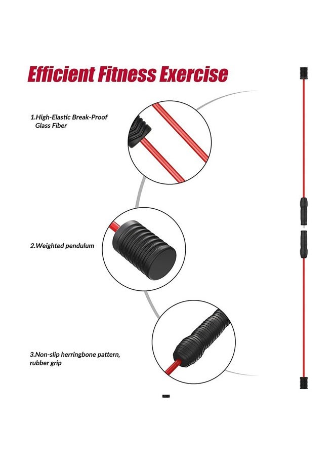 fashionhome - Professional Swing Tremor Stick Flexible Exercise Bar Fitness Stick Workout Bar Rehabilitation Equipment with Non-Slip Detachable Handle - Image 1
