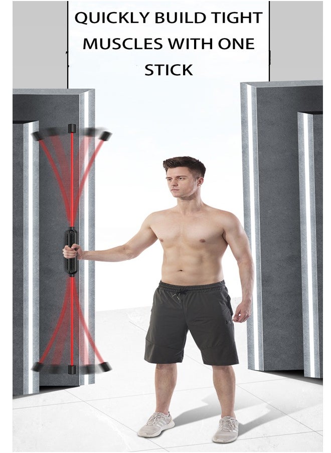 fashionhome - Professional Swing Tremor Stick Flexible Exercise Bar Fitness Stick Workout Bar Rehabilitation Equipment with Non-Slip Detachable Handle - Image 1