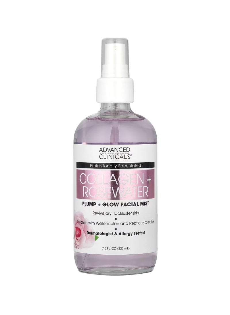 Advanced Clinicals Collagen + Rosewater Plump + Glow Facial Mist 7.5 fl oz (222 ml)  - Image 1