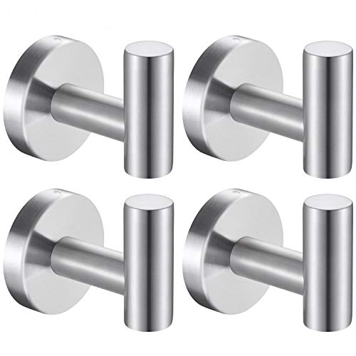 Homagic Bath Towel Hooks Robe Hook Holder Wall Mount Heavy Duty Wall Hooks SUS 304 Stainless Steel Coat Hook Closet Door for Bathroom Bedroom Hotel Kitchen Garage Pool 4 Pack (Brushed Nickel) - Image 1