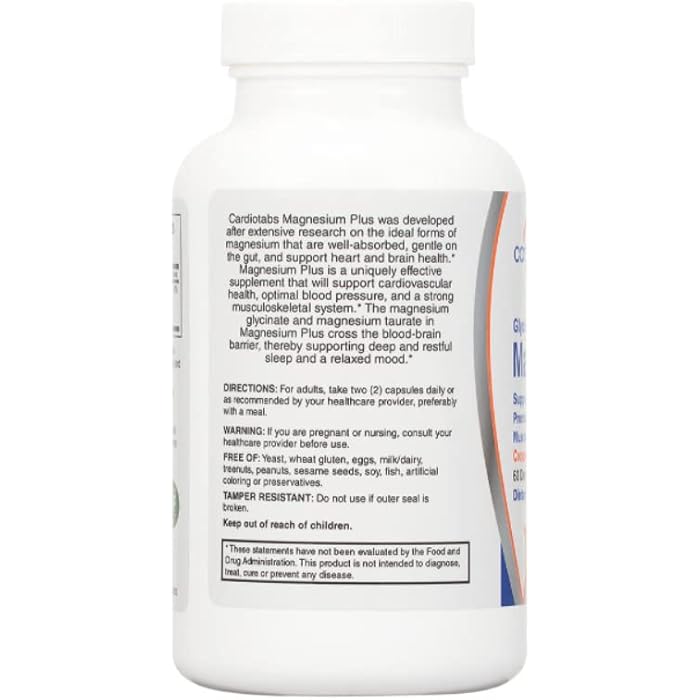 CardioTabs Magnesium Plus – 200 mg of Magnesium Glycinate and Magnesium Taurate for Blood Pressure, Heart, Brain, Sleep & Mood Support – Highly Concentrated and Well Absorbed - 120 Capsules - Image 4
