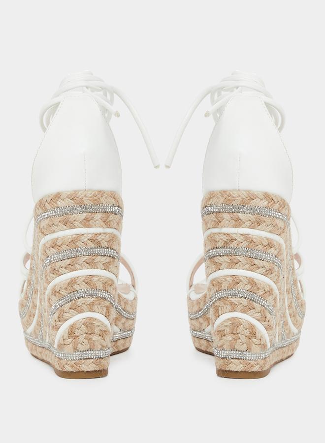 RAID Francis Strappy Tie-Up Embellished Wedge - Image 4