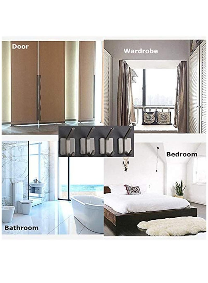 4 Pack Self Adhesive Hooks Brushed Stainless Steel Adhesive Door Hooks Heavy Duty Wall Hooks for Hanging Towels Robes Coats Keys Calendars Bathroom Home Kitchen