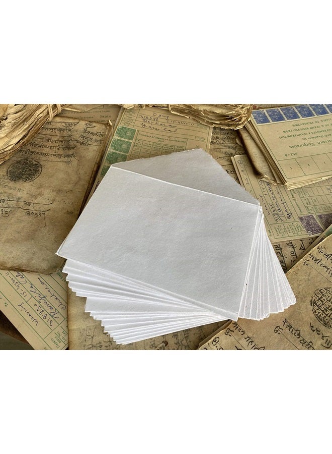 Wanderings ظرف حافة ممزقة بيضاء يدوي الصنع من وندرنجز - 4.25x6.25" - عبوة من 25 ورقة ضغط بارد - للإعلانات، دعوات الزفاف، بطاقات التهنئة، الحرف اليدوية - سميك 150 جرام في المتر المربع - Image 5