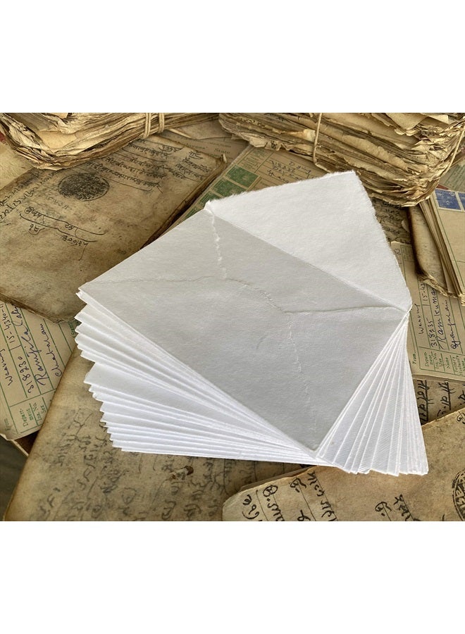 Wanderings ظرف حافة ممزقة بيضاء يدوي الصنع من وندرنجز - 4.25x6.25" - عبوة من 25 ورقة ضغط بارد - للإعلانات، دعوات الزفاف، بطاقات التهنئة، الحرف اليدوية - سميك 150 جرام في المتر المربع - Image 2
