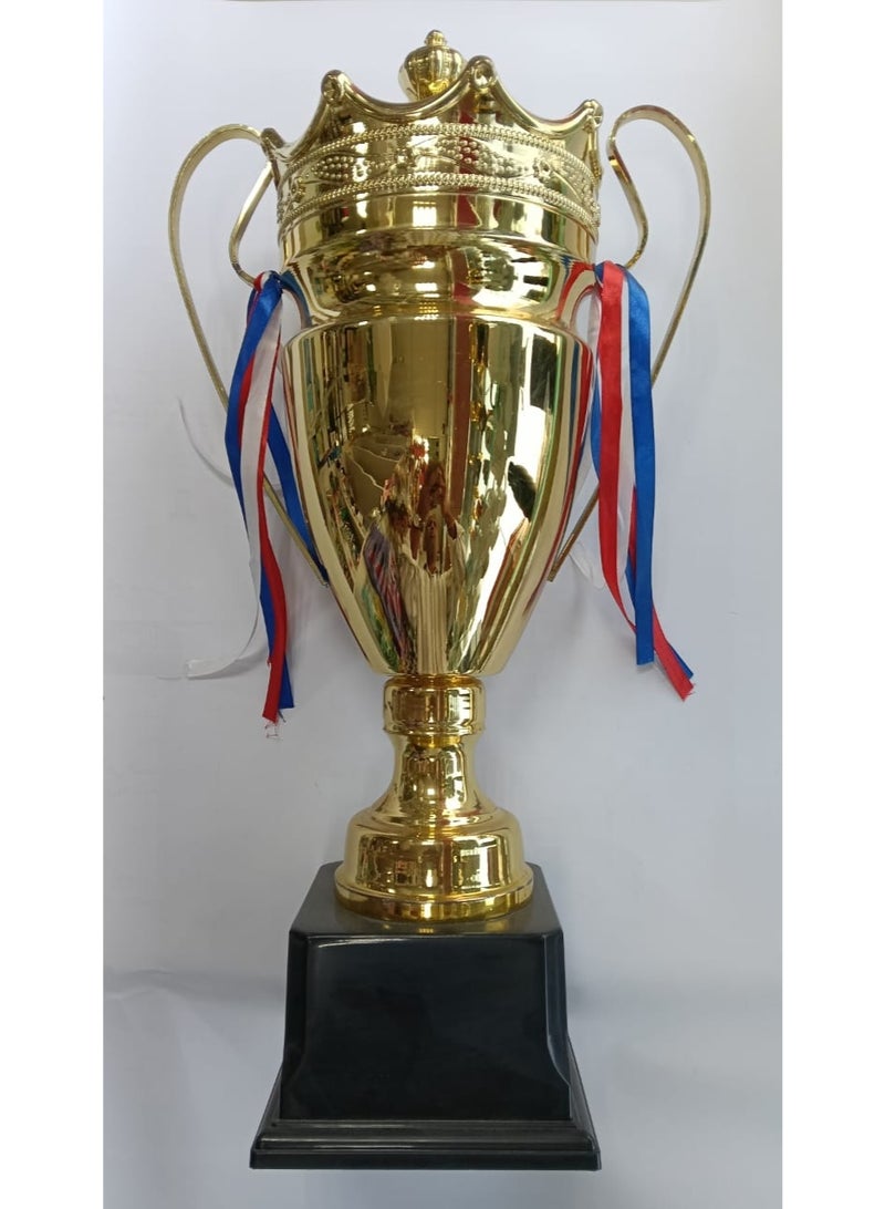 Gold Coated Trophies With Colorful Ribbons