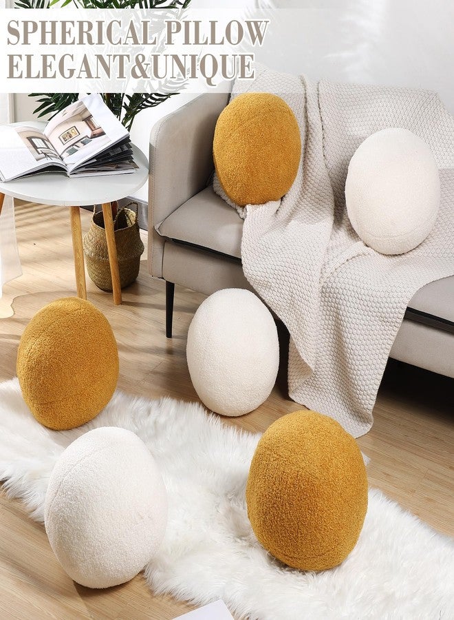 Suzile 3 Pcs Round Ball Pillows Decorative 13.8 Inch Circle Fluffy Plush Throw Pillow Inserts for Bedroom Living Room Couch Bed Home Decoration(White) - Image 3