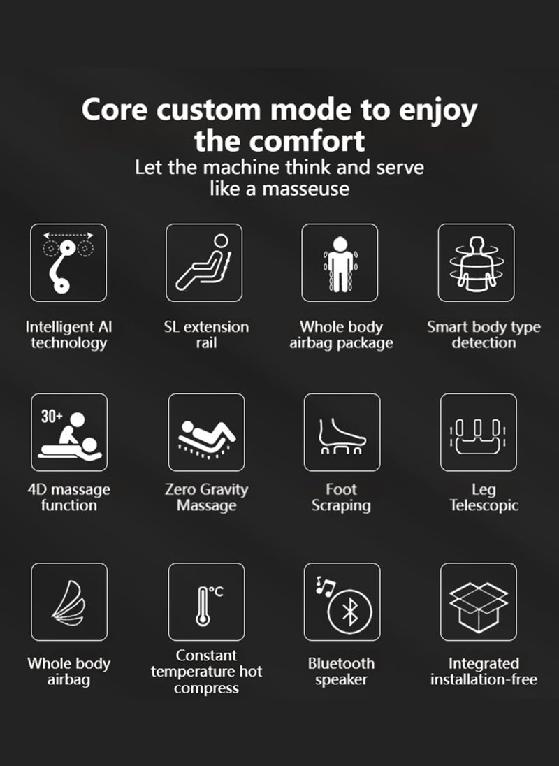 ETG 4D Massage Chair Full Body Recliner - Zero Gravity with Heat and Shiatsu Office Chair SL Track Yoga Stretch Voice Control Intelligent Body Detection Bluetooth Speaker Airbags Foot Rollers - Image 4