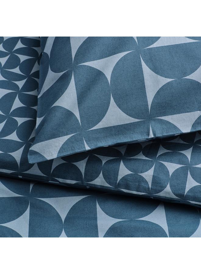 Zaboon Duvet cover and 2 pillowcases, dark blue/light blue, 240x220/50x80 cm - Image 3