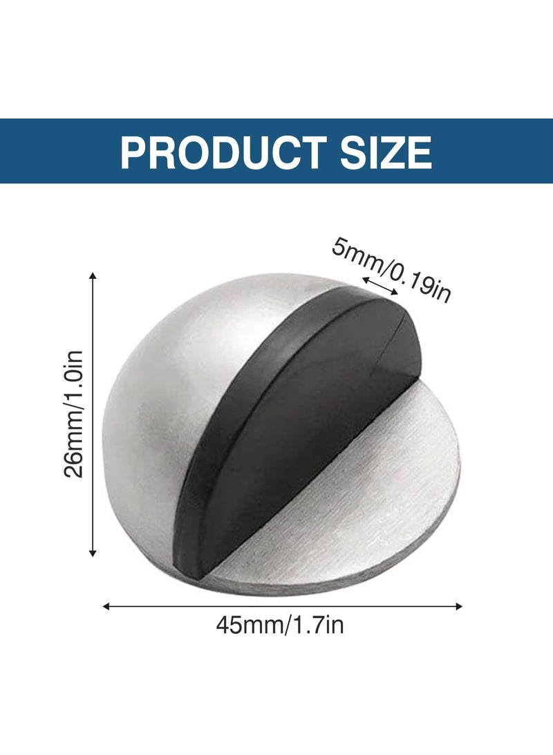 VIUAUAX Self Adhesive Floor Door Stoppers,Stainless Steel Door Stopper,Polished Oval Half Moon with Glues for Protect of Wall Hard Floor Glass Door for Home School Office Floor (Silver) - Image 3