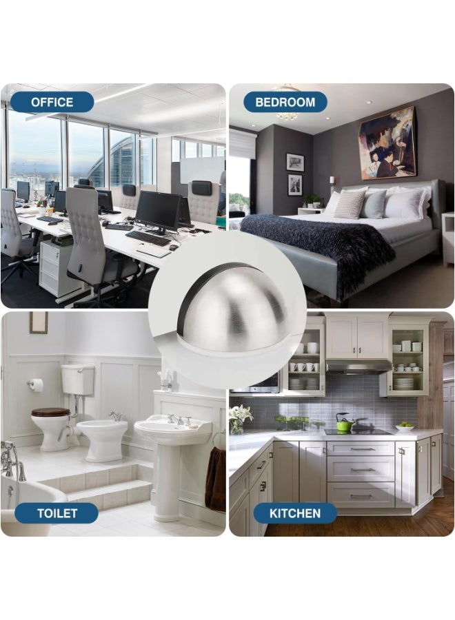 VIUAUAX Self Adhesive Floor Door Stoppers,Stainless Steel Door Stopper,Polished Oval Half Moon with Glues for Protect of Wall Hard Floor Glass Door for Home School Office Floor (Silver) - Image 5