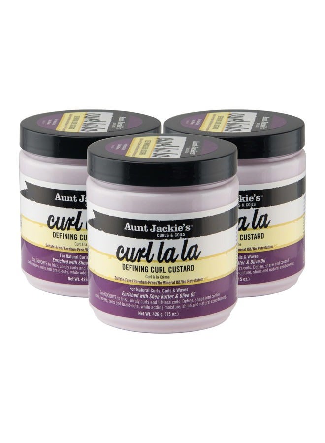 Aunt Jackie's Curl La La Defining Custard for Curls, Coils & Waves - Enriched with Shea Butter and Olive Oil, 15 oz, 3 Pack - Image 1