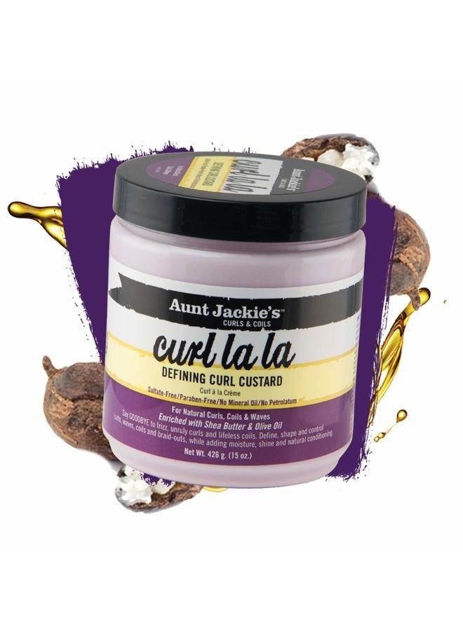 Aunt Jackie's Curl La La Defining Custard for Curls, Coils & Waves - Enriched with Shea Butter and Olive Oil, 15 oz, 3 Pack - Image 2