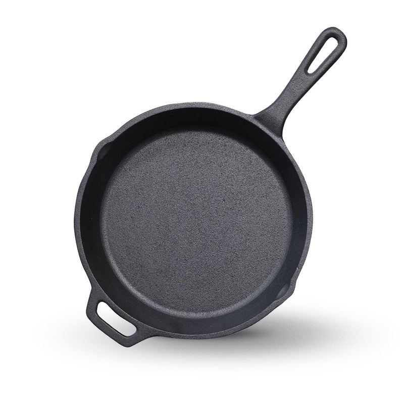 Kichera Pre Seasoned Cast Iron Skillet with Pour Spouts Easy Grip Handle NonStick Frying Pans Compatible with Gas Stovetop Induction Oven 95 Inch 24cm 18Ltr 27kg Pure Toxin Free - Image 1