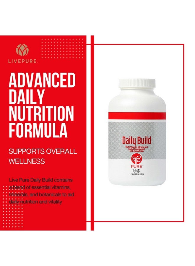 PURE Daily Build | 120 Capsules | Advanced Multivitamin Supplement | Enhanced with Essential Vitamins, Minerals, and Superfruits for Immune Support | Heart Health, Bone Strength, Brain Functionality - Image 2