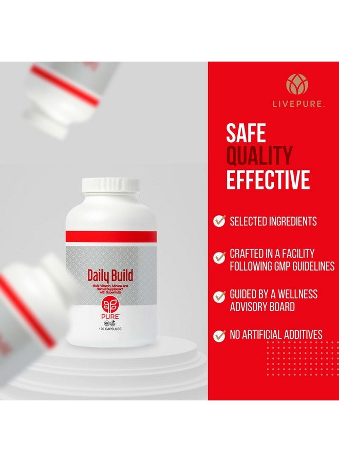 PURE Daily Build | 120 Capsules | Advanced Multivitamin Supplement | Enhanced with Essential Vitamins, Minerals, and Superfruits for Immune Support | Heart Health, Bone Strength, Brain Functionality - Image 5