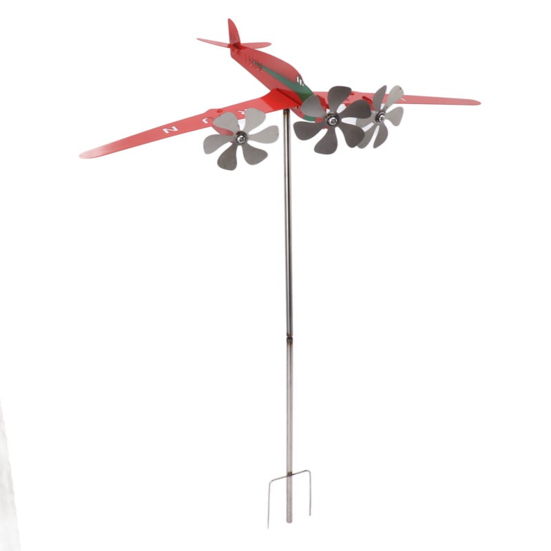 Metal Aircraft Weather Vane: Solid Metal Construction, Rust-Resistant Coating - Wind Direction Indicator, Dual-Function Design for Outdoor Garden, Patio, Farm & Barn Use - Image 3