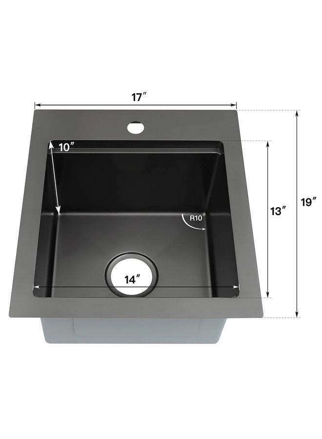 Lonsince Black Drop In Bar Sink,Small RV Sink,Stainless Steel Bar Prep Sink 17 X 19 inch - Image 5