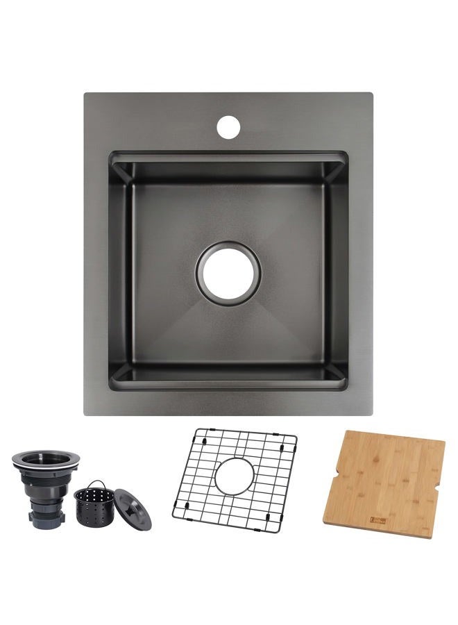 Lonsince Black Drop In Bar Sink,Small RV Sink,Stainless Steel Bar Prep Sink 17 X 19 inch - Image 4