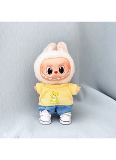 LABUBU 17cm Rabu Bu Plush Doll Clothes Pendant - Minimalist Sakura Outfit Keychain (Clothes Only) 
